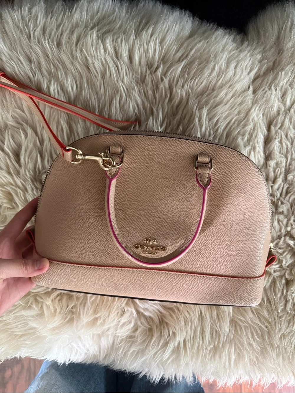 New Coach Mini Sierra Satchel in Nude Pink with Multi-Edgepaint